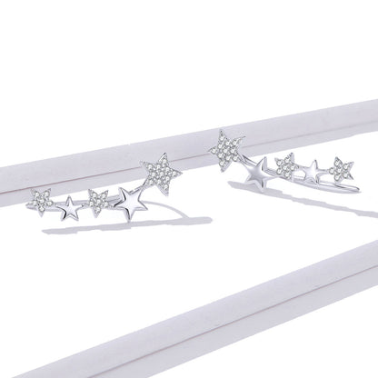 925 Sterling Silver Earrings with Plated Platinum and Pavé Setting CZ