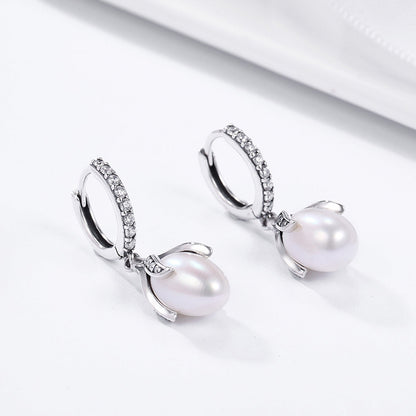 925 Sterling Silver Oxidized Silver Freshwater Pearl Earrings