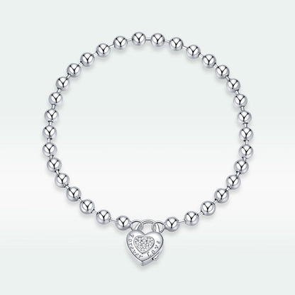 925 Sterling Silver Bracelet with Pavé Setting CZ and Platinum Plating, 17cm for Women
