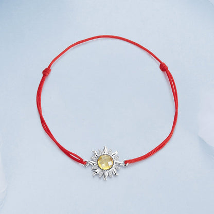925 Sterling Silver Adjustable Length Bracelet with CZ and Glass Pendant for Women