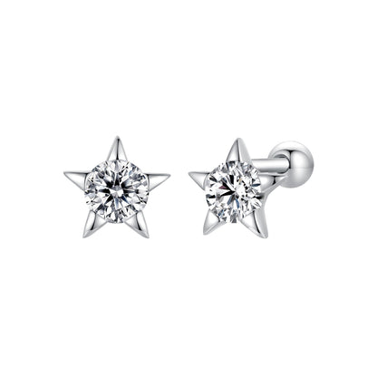 925 Sterling Silver Earrings with Pavé Setting CZ in White Gold