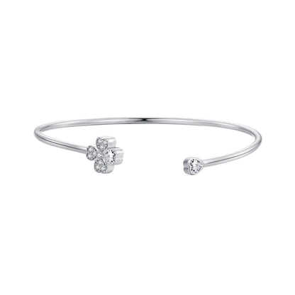 925 Sterling Silver Bracelet with Pavé Setting CZ, Inner Diameter 550mm, 2.0mm Wide, Unisex