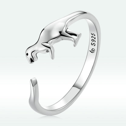 S925 Oxidized Silver Dinosaur Ring for Women