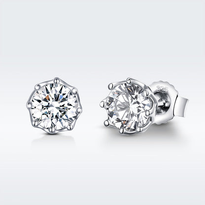 925 Sterling Silver Plated Platinum 0.6cm CZ Earrings