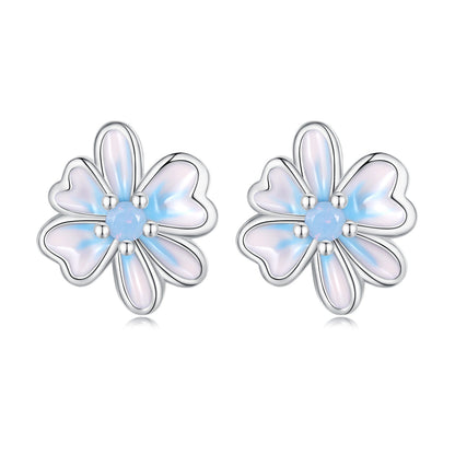 925 Sterling Silver Opal Nanometer Stone Enamel Earrings for Women