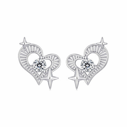 925 Sterling Silver Earrings with Pavé Setting CZ in White Gold
