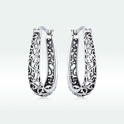 925 Sterling Silver Earrings 2.3*0.4cm Oxidized Silver for Women