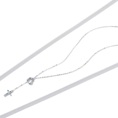 925 Sterling Silver Plated Necklace with Adjustable Length 42.5cm and CZ for Women