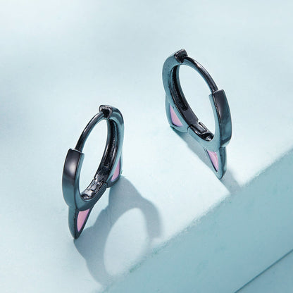 925 Sterling Silver Enamel Black Gold Plated Earrings for Women