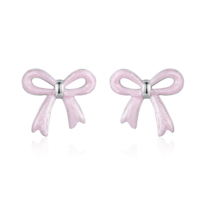 925 Sterling Silver Earrings with Enamel Process and White Gold Plating