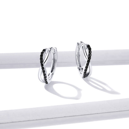 925 Sterling Silver Earrings 1.3*0.4cm with Pavé Setting CZ for Women
