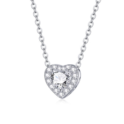 925 Sterling Silver Adjustable Cubic Zirconia Pendant Necklace for Women