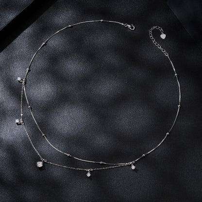 925 Sterling Silver Plated White Gold Moissanite Necklace 400+50mm for Women