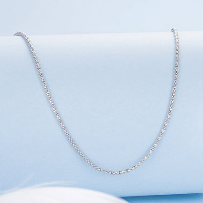 925 Sterling Silver White Gold Plated 40+5cm Necklace for Women
