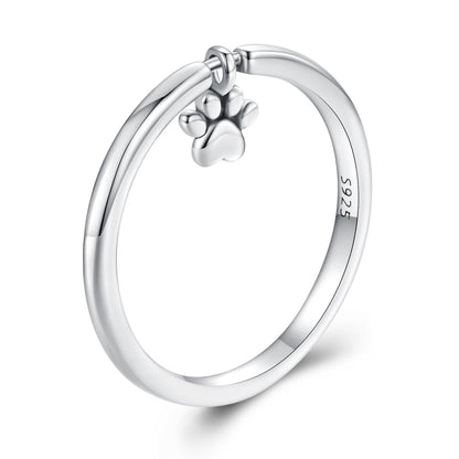 925 Sterling Silver Oxidized Round Paw Print Ring Size 6.0 for Women