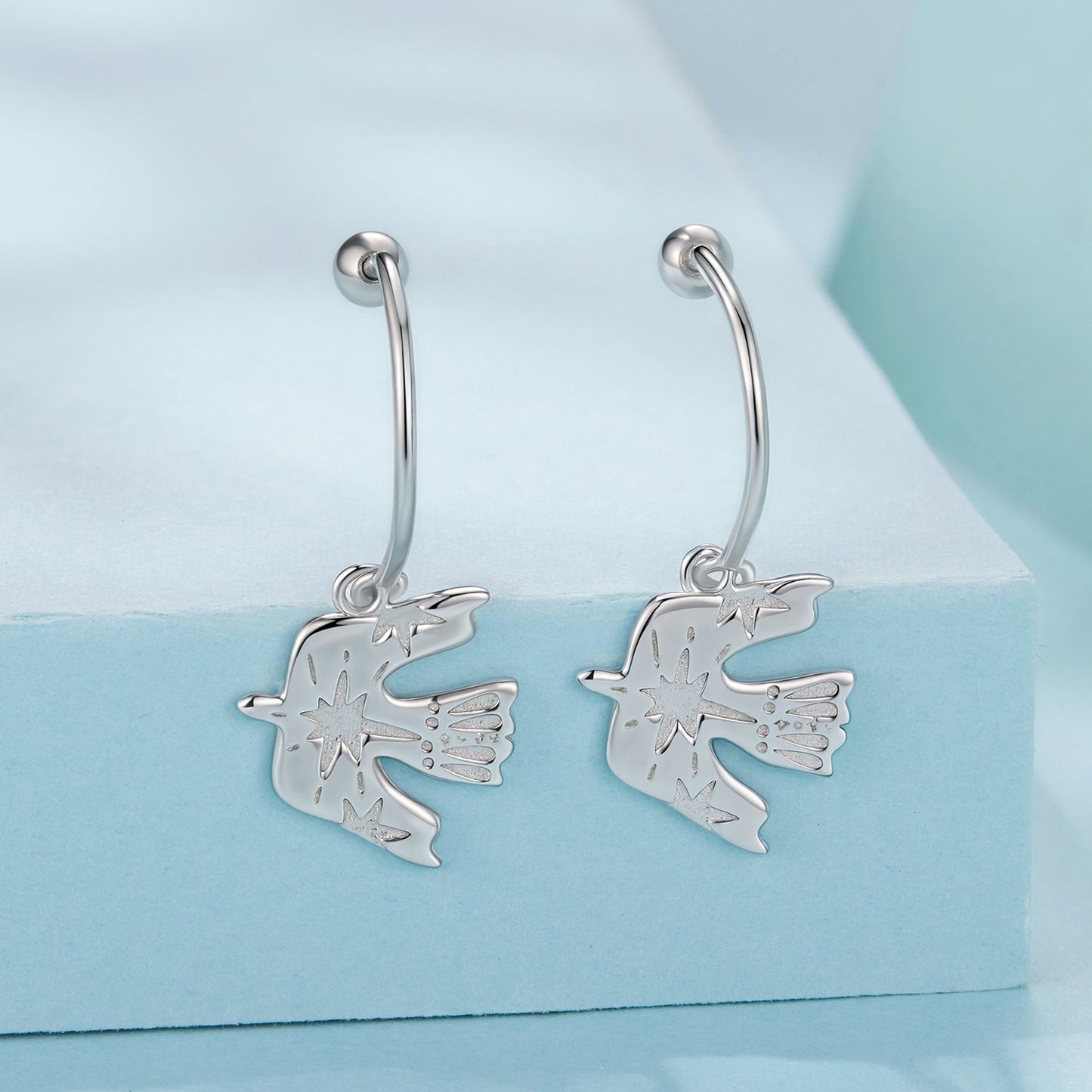 925 Sterling Silver Earrings with Pavé Setting CZ and White Gold Plating for Women