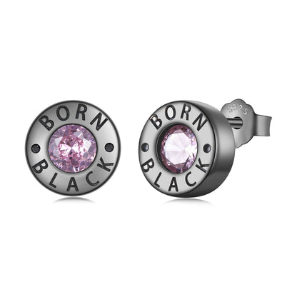 925 Sterling Silver Earrings with Black Gold Plating and CZ