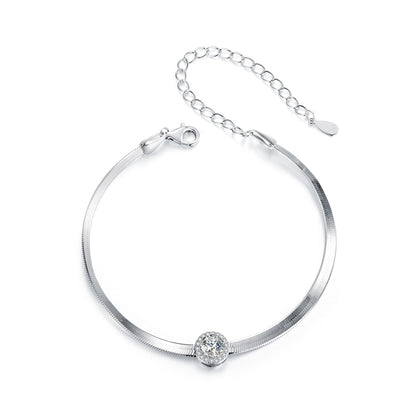 925 Sterling Silver 5.0mm Moissanite Bracelet with White Gold Plating for Women