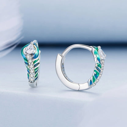 925 Sterling Silver Enamel Oxidized Earrings with Pavé Setting for Women