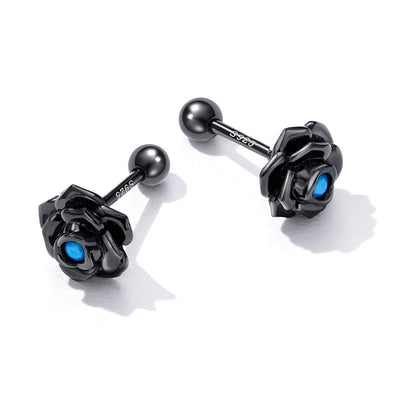 925 Sterling Silver Earrings with Turquoise and Black Gold Finish