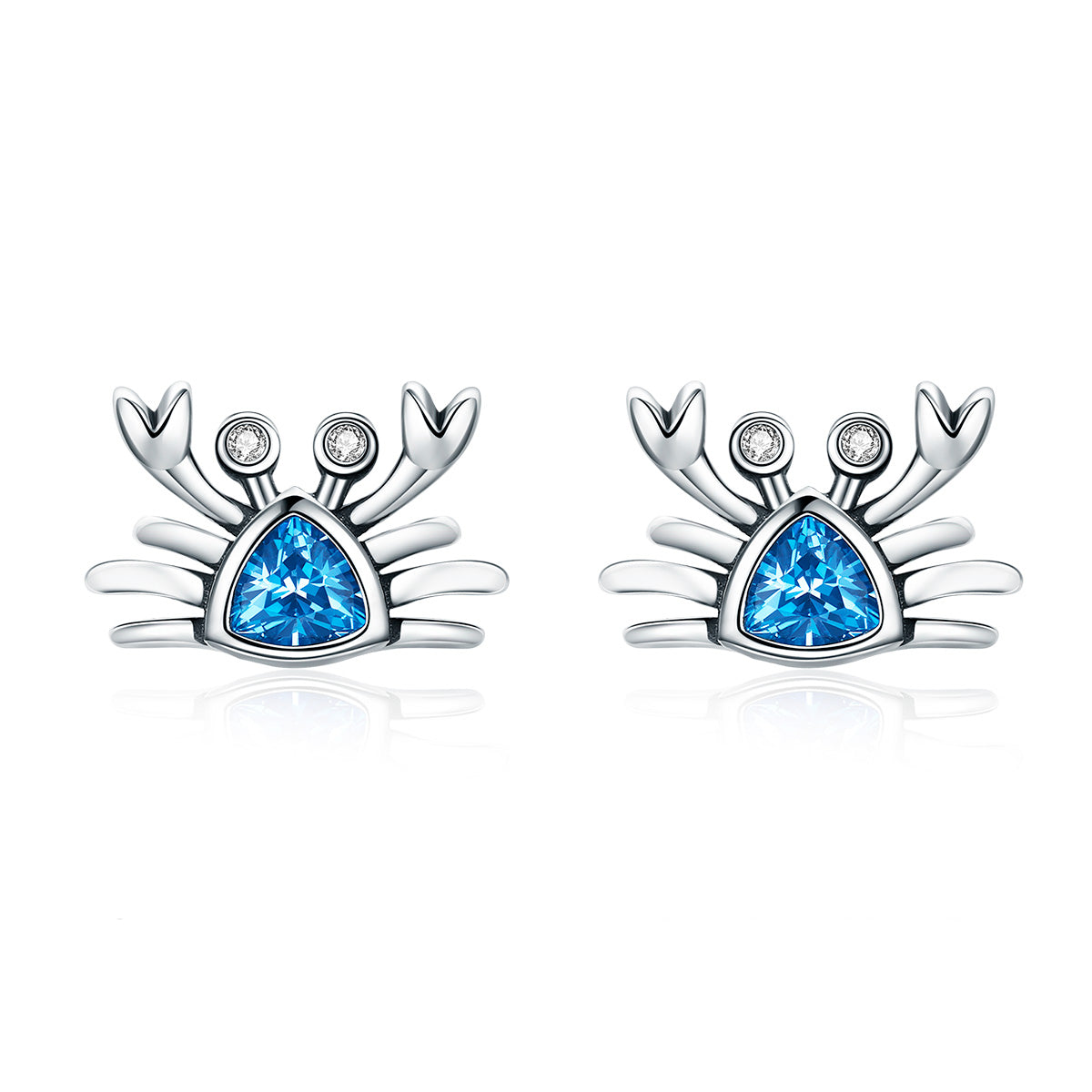 925 Sterling Silver Oxidized CZ Earrings 0.7cm x 1cm for Women