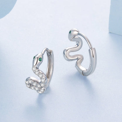 925 Sterling Silver Hoop Earrings with White Gold Plating and CZ Stones