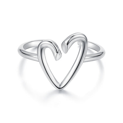 925 Sterling Silver Oxidized Silver Heart Ring for Women