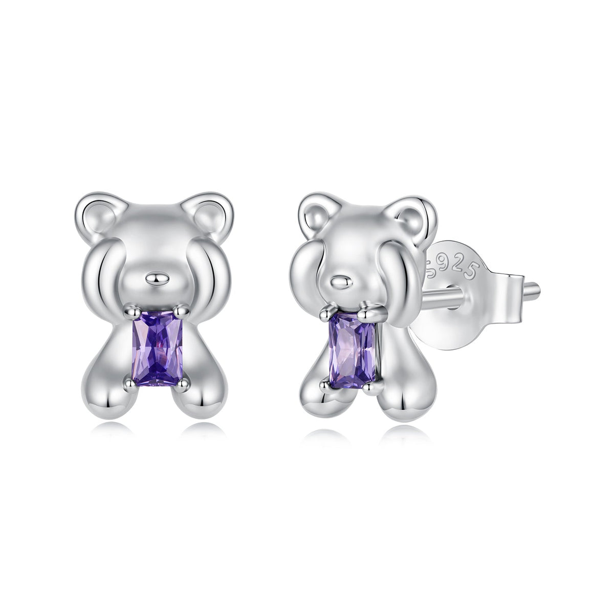 925 Sterling Silver White Gold Plated 0.9 x 0.6 cm Pavé CZ Earrings for Women