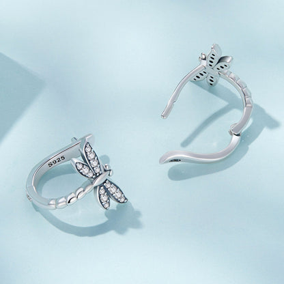 925 Sterling Silver Earrings with Pavé Setting CZ, Oxidized Finish, 1.3cm for Women