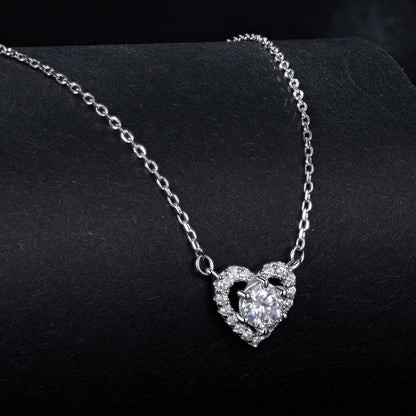 925 Sterling Silver Moissanite 0.5 Carat Necklace with CZ for Women