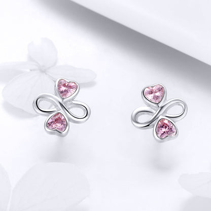 925 Sterling Silver Platinum Plated Pavé Setting CZ Earrings