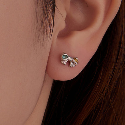925 Sterling Silver Earrings with Transparent Glass and CZ for Women
