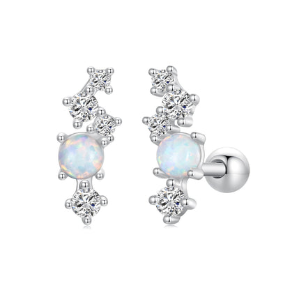 925 Sterling Silver Translucent Opal CZ Earrings for Women