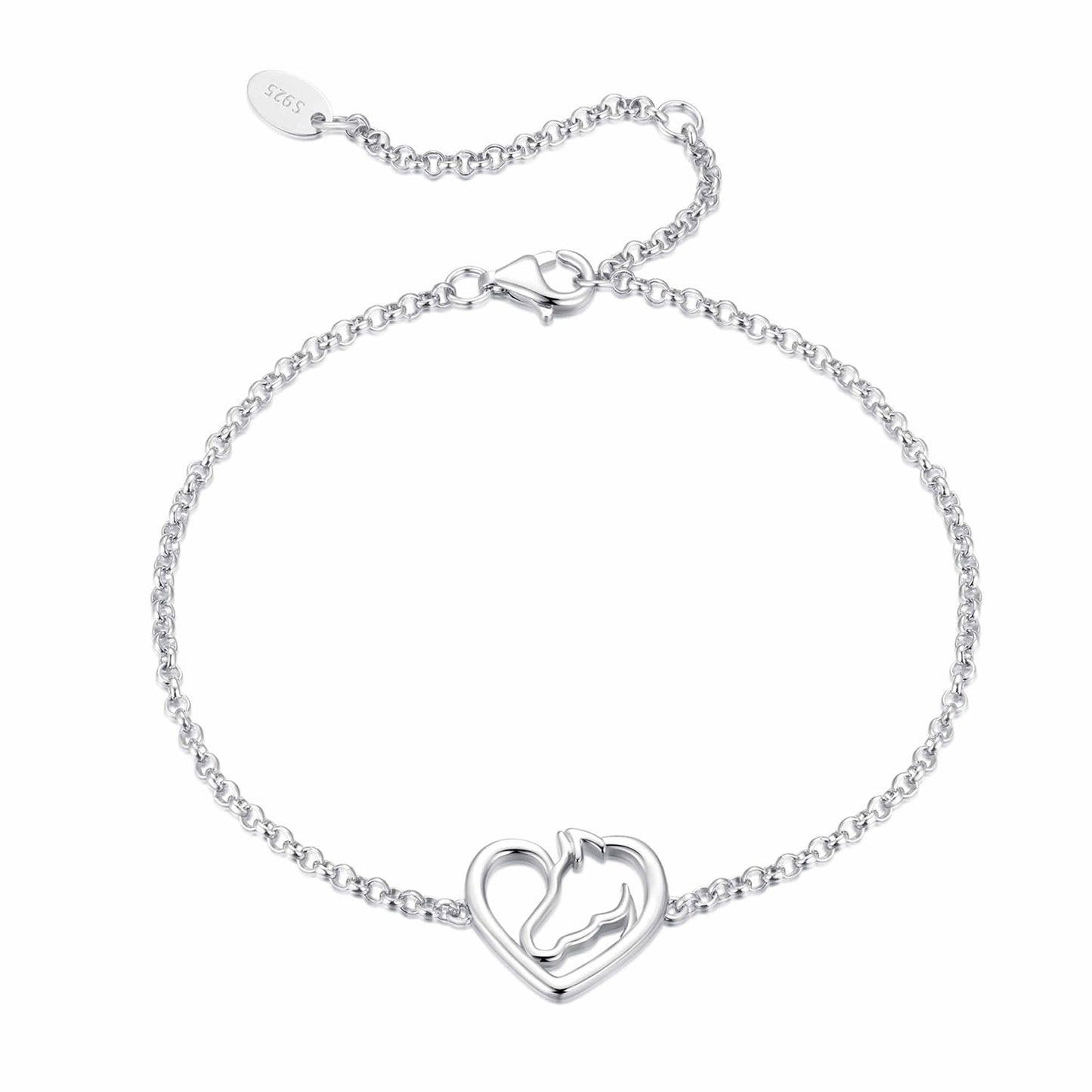 925 Sterling Silver Plated White Gold Bracelet 21cm for Women
