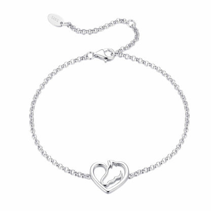 925 Sterling Silver Plated White Gold Bracelet 21cm for Women