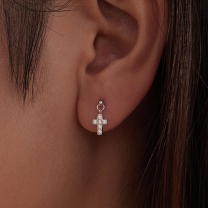 925 Sterling Silver White Gold Plated Pavé Setting CZ Earrings for Women