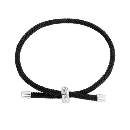 925 Sterling Silver and White Gold Plated Rope Bracelet for Men