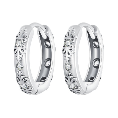 925 Sterling Silver Earrings with Oxidized Finish and Pavé Setting CZ for Women