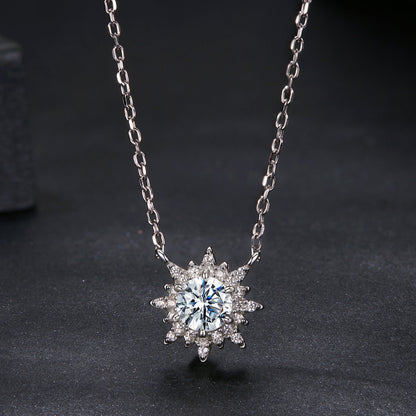 925 Sterling Silver 0.5 Carat Moissanite Necklace in White Gold Plating for Women