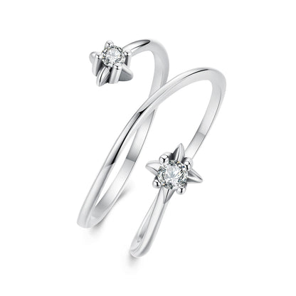 925 Sterling Silver Pavé Setting CZ Oxidized Ring for Women