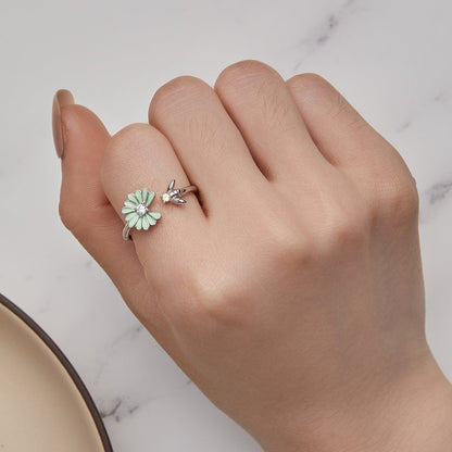 925 Sterling Silver Enamel CZ Plated Platinum Ring