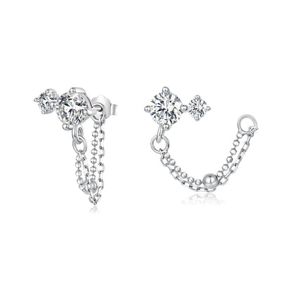 925 Sterling Silver White Gold Plated Pavé Setting CZ Earrings, 1.5cm for Women