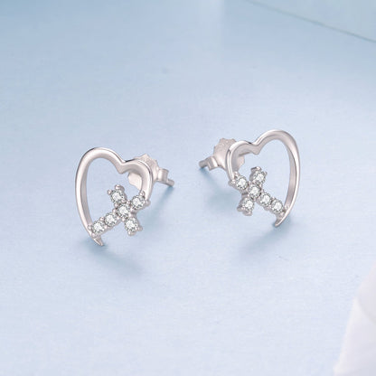 925 Sterling Silver White Gold Plated 1.0x1.0cm Pavé CZ Earrings for Women