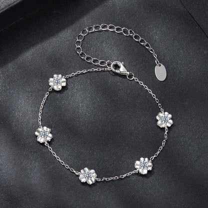 925 Sterling Silver 0.1 Carat Moissanite Bracelet for Women