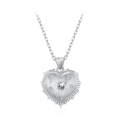 925 Sterling Silver White Gold Plated Necklace with CZ Pendant for Women