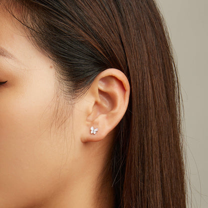 925 Sterling Silver Earrings with Enamel Process, 0.6cm, for Women