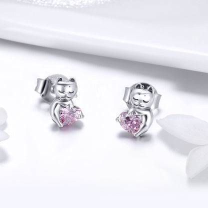 925 Sterling Silver Earrings with Pavé Setting and Oxidized Finish for Women