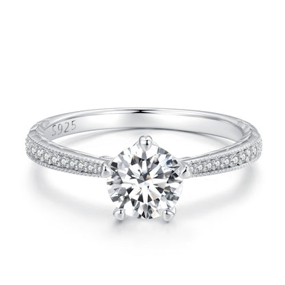925 Sterling Silver Moissanite 0.8ct Ring Size 6 for Women