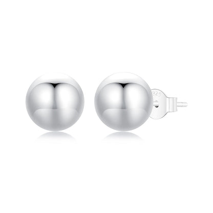 925 Sterling Silver Plated White Gold Earrings - 10mm for Women