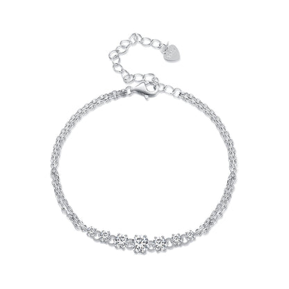 925 Sterling Silver 5MM Moissanite Bracelet for Women